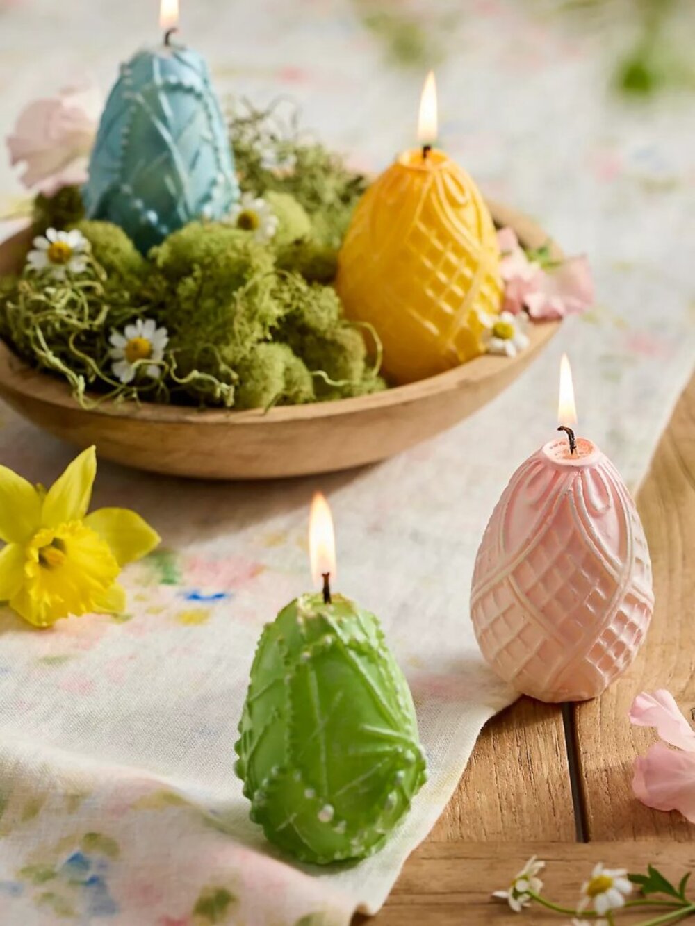 Carved Easter Egg Candle- Yellow